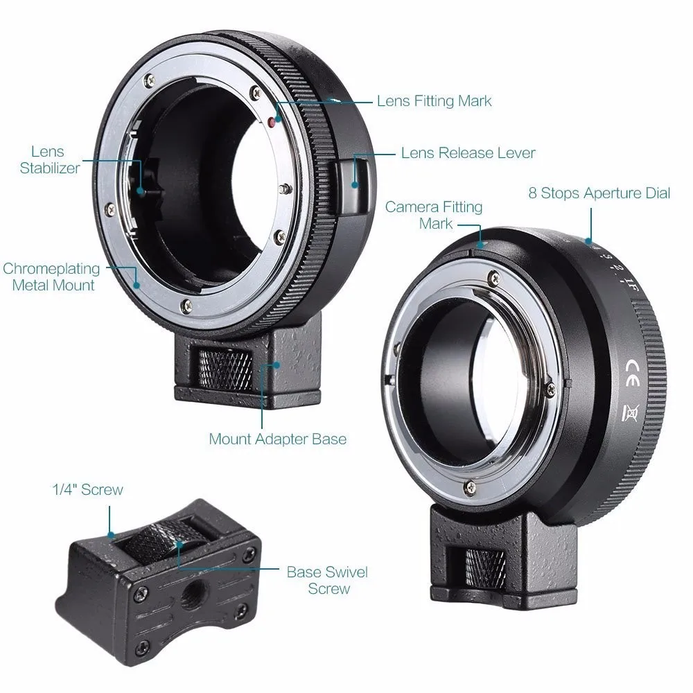 Oem Customize Nf-mft Lens Mount Adapter Nf-m4/3 With Aperture Dial For ...