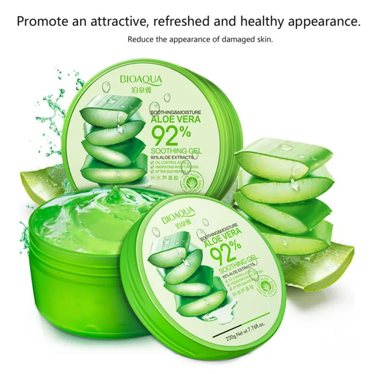 OEM/ODM bioaqua nature aloe vera 92% sooting moisture face skin care pure aloe vera gel for face