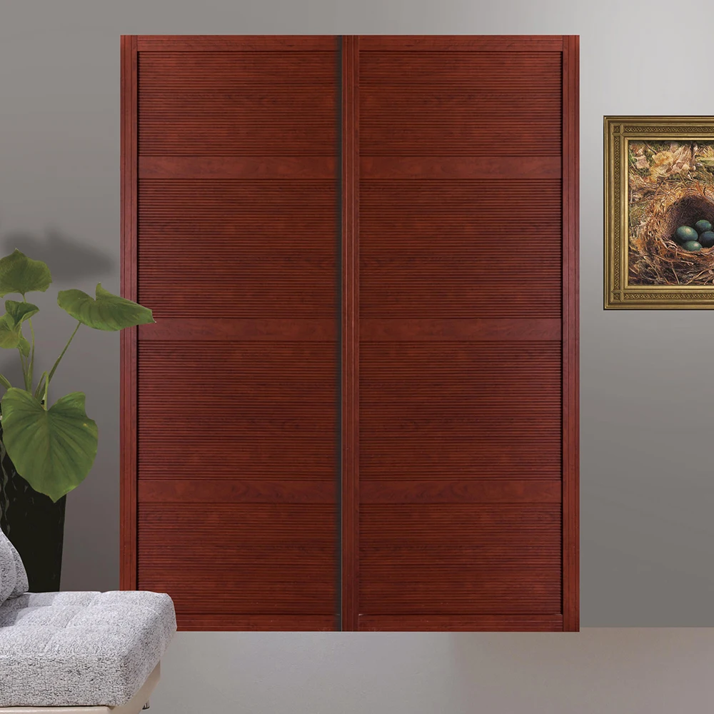 Classic Luxury Sliding Door Panel Wooden Storage Wardrobe For