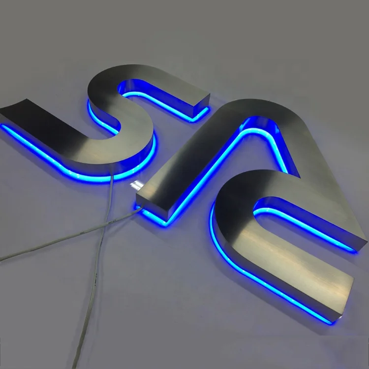 Laser cutting 304 stainless steel backlit led reverse channel letters behind light up signs