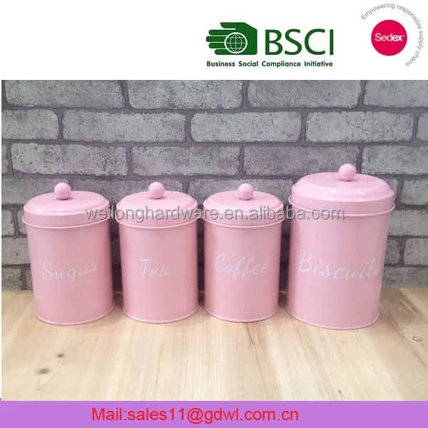 pink tea coffee sugar canister set
