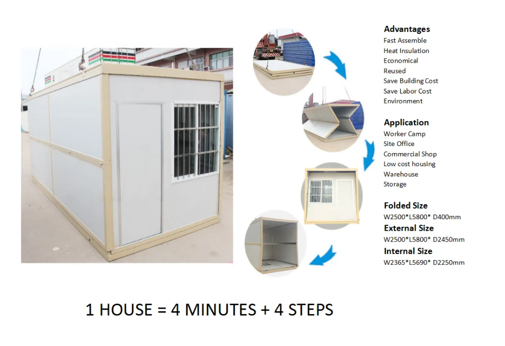 Modern Design Easy Assembly Prefab 20' Shipping Foldable Container