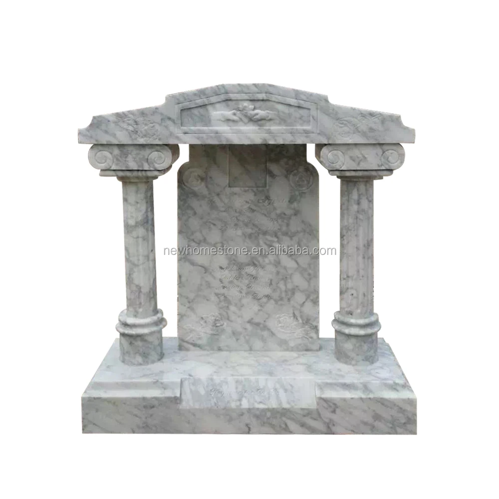 White Carrara Marble Hand Carving Monument Custom Tombstone Natural