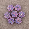 Factory price 10*10mm flower shape cabochon lab created opal with white CZ/ Full hole opal pendant stone