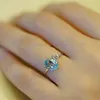 Luxury Female Crystal Blue Zircon Stone Ring Fashion Silver Color Wedding Jewelry Promise Engagement Rings For Women