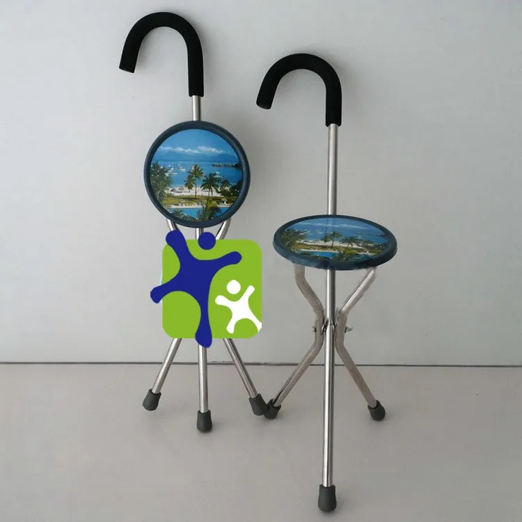 Foldable Walking Stick,Stainless Steel Walking Cane With Chair Function Walking Aids Seat Sticks