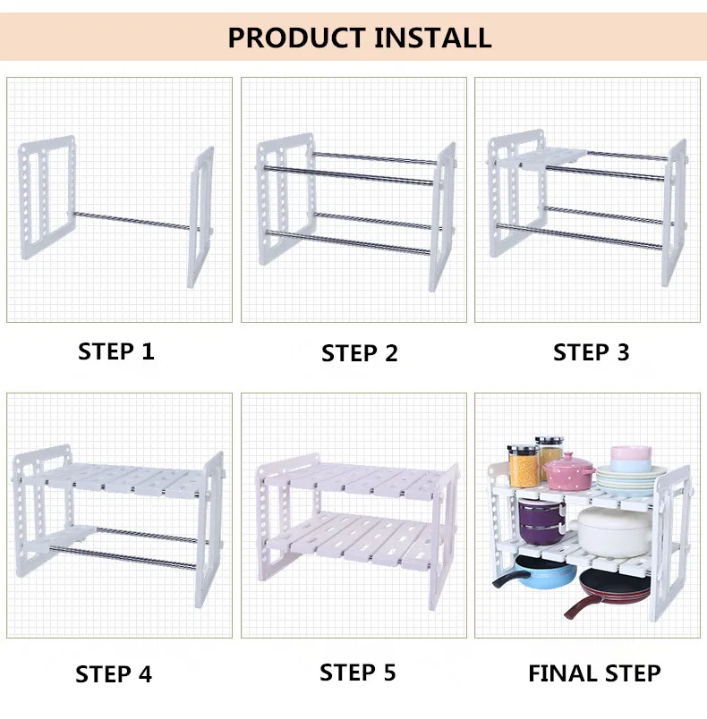 HAIXIN Multi-functional Plastic folding Storage plate dish shelf kitchen Organizer detachable gear
