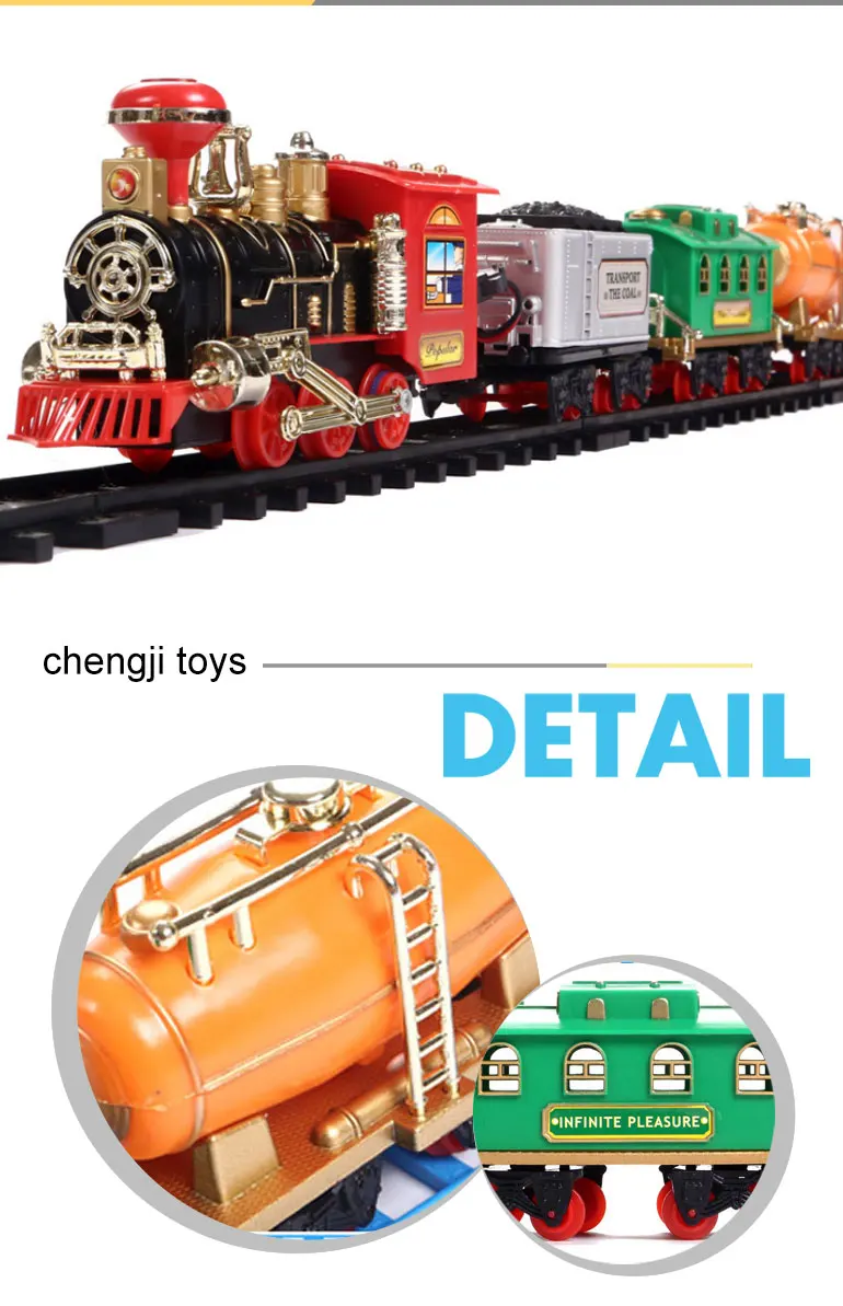 Railway Music Smoking Classical Electric Toy Train Sets With Light