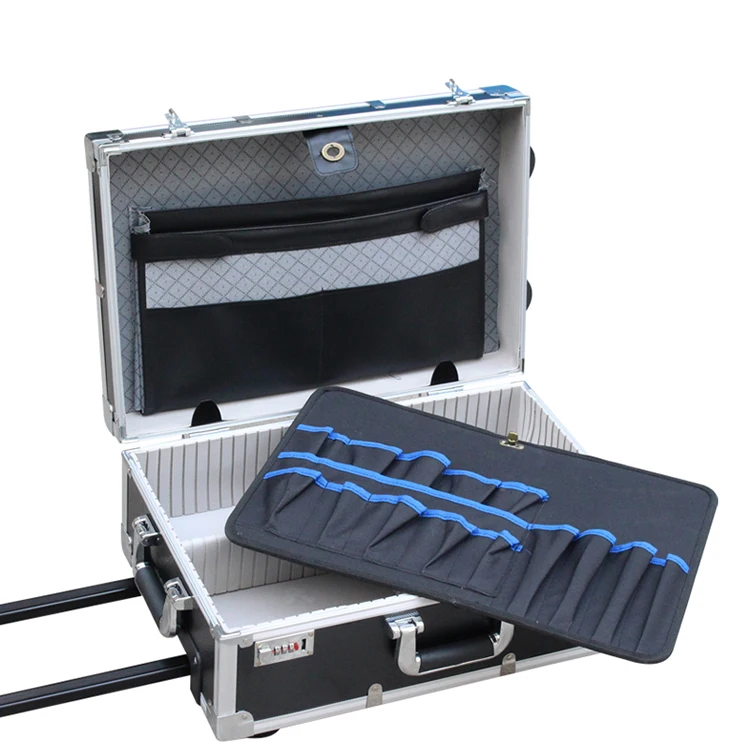 Black Trolley Aluminum Tool Box Flight Case With Wheels Buy Trolley