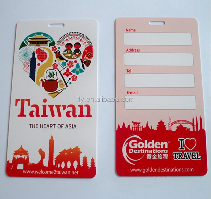 Custom Printing Plastic Luggage Tag Travel Bright Colored Luggage Tags