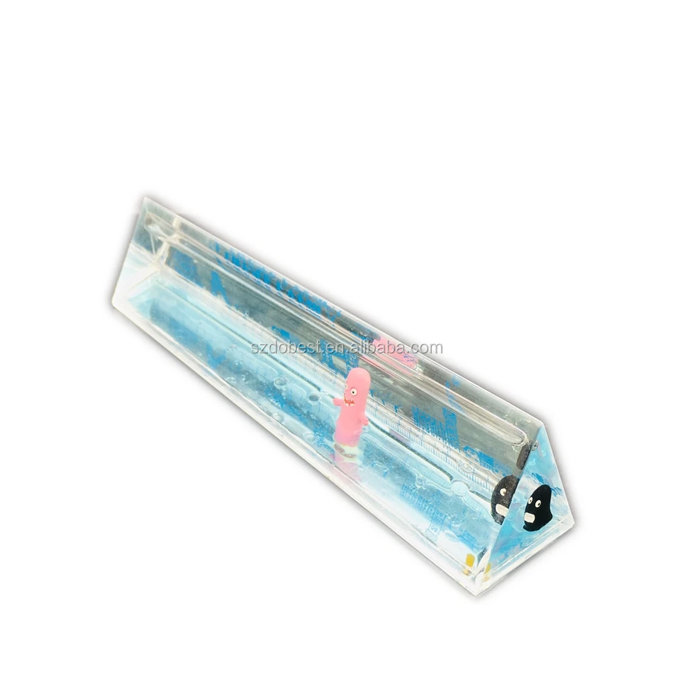 Triangle Clear Acrylic Ruler With Liquid And 3d Floater - Buy Clear ...