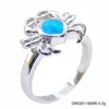 925 Sterling Silver Sea Style Jewelry Synthetic Blue Opal Crab Ring