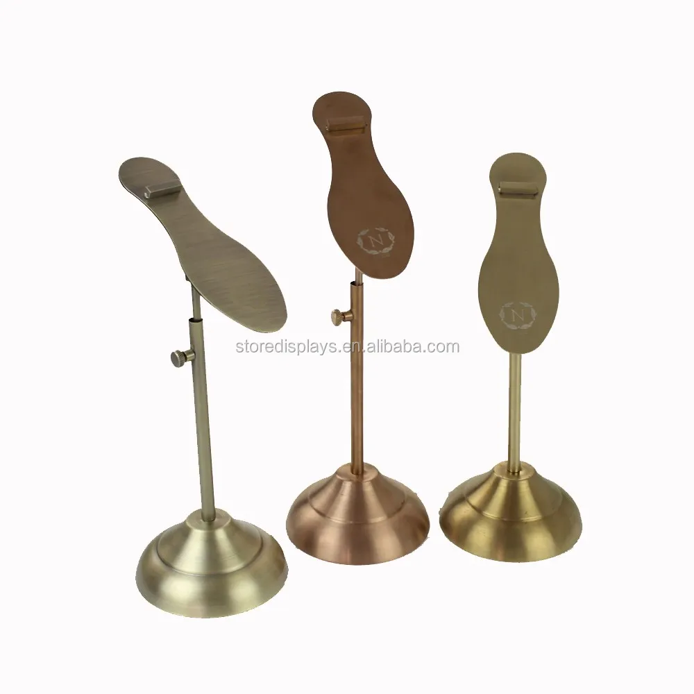 Polished Gold Shoe Store Display Racks,Retail Shoe Display Rack Stand