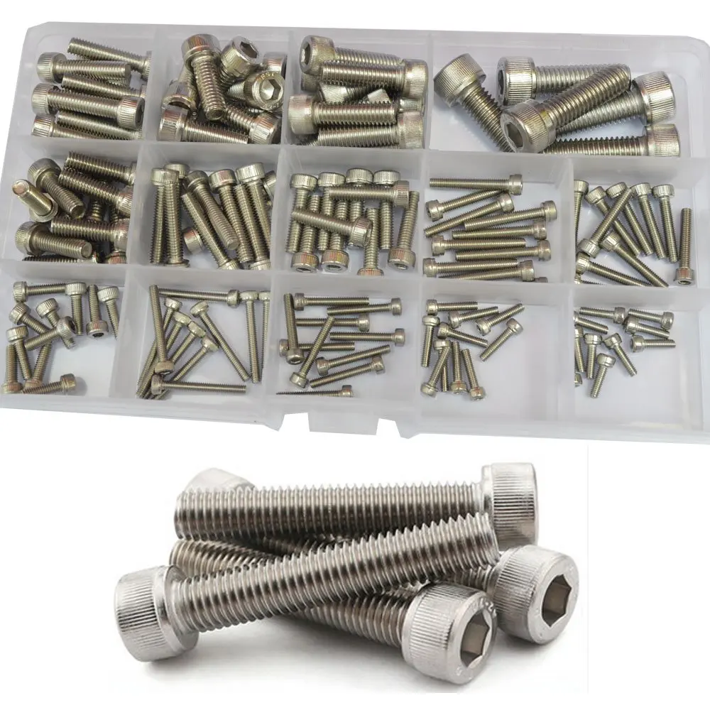 Socket Cap Screw Metric Hex Allen Head Bolt Assortment Kit 210Pcs,304Stainless Steel M3