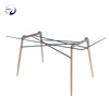Modern Restaurant dinning furniture luxury transfer legs tempered glass dining table