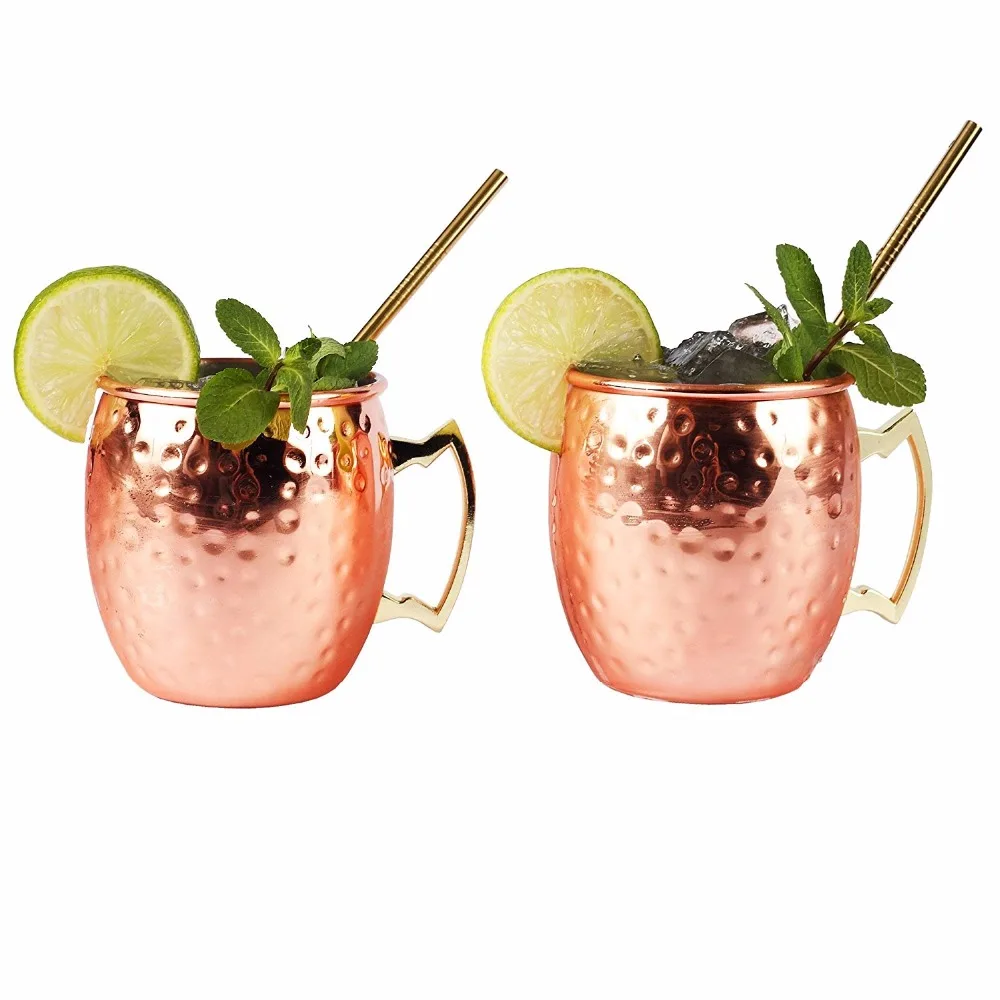 Moscow Mule Copper Mugs 2 Packs,550ml Stainless Steel With Copper