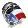 Jewelry Titanium Silver 316l Stainless Steel Rings Flag Masked Skull Rings, Custom Epoxy Titanium Steel Rings (GH-003)