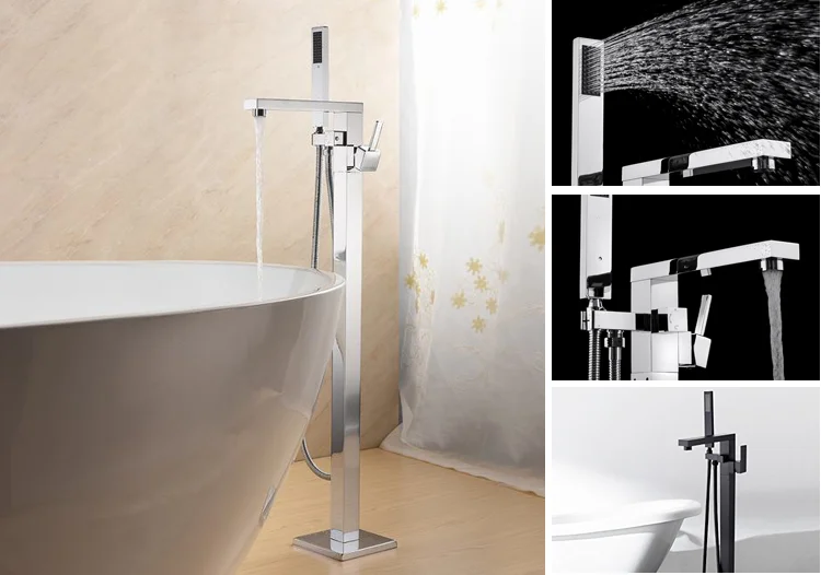 Brass Black ORB Tub Filler Shower Mixer Freestanding Bathtub Faucet
