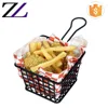 Fast food dining-hall food serving paper holder snack warmer commercial metal stainless steel black french fries basket