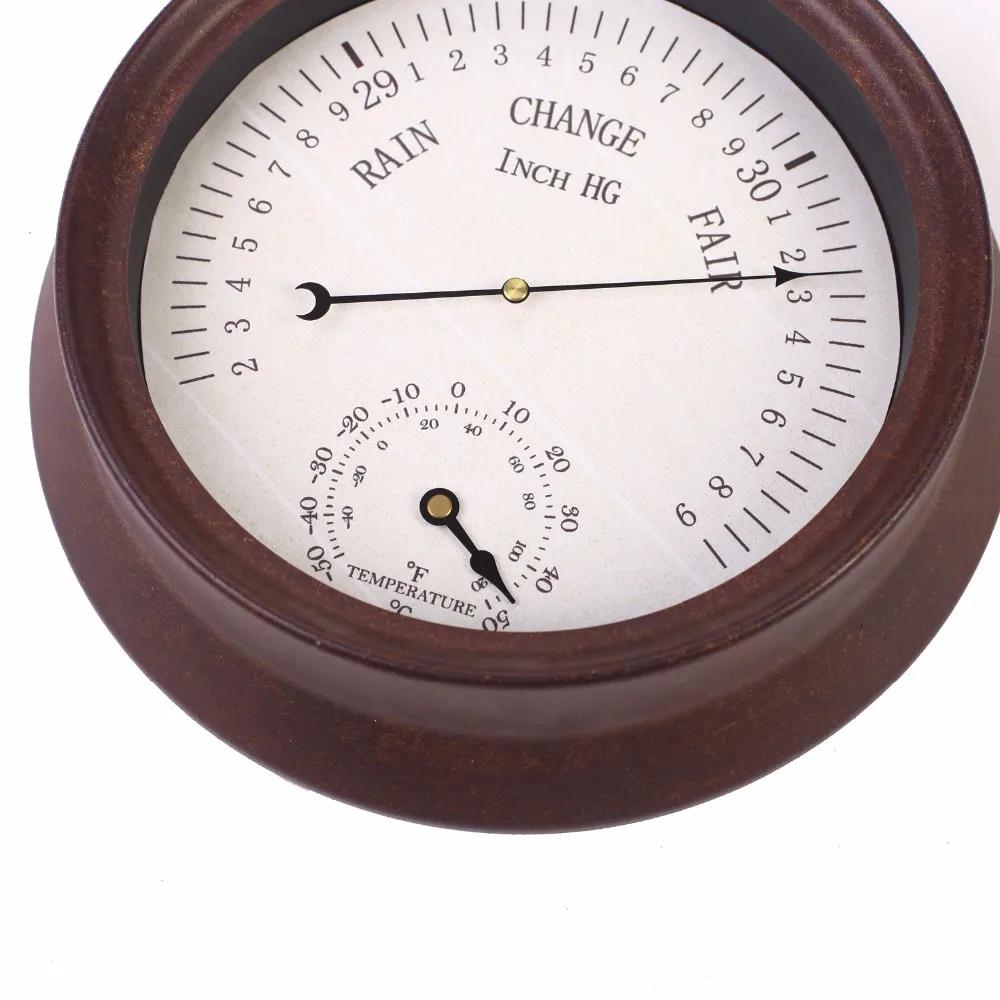 Gift 8inch Rustic Style Aneroid Mechanical Garden Barometer Thermometer Weather Forecast Station