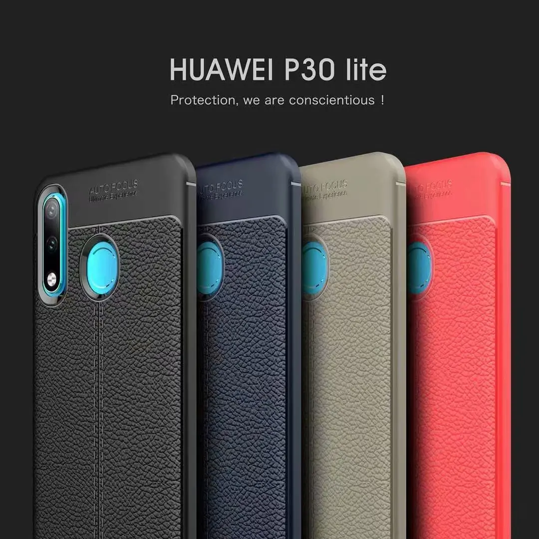 Carbon Fiber Lichee Pattern tpu For Huawei P30 Lite Soft TPU Case