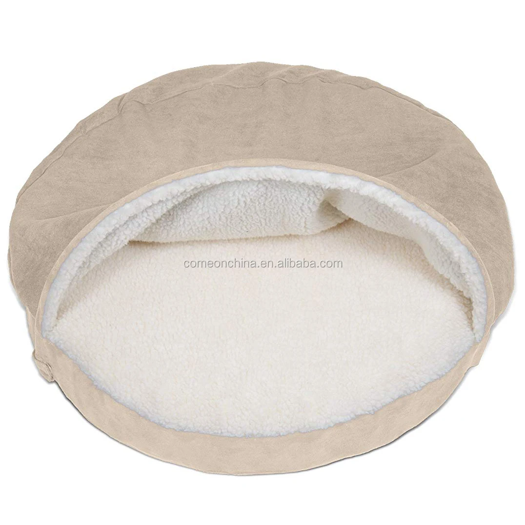 Cozy Orthopedic Dog Bed Cuddler Small Cat Round Hooded Blanket Pet