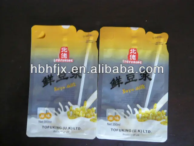 soy bean milk with straw plastic packaging bags filling sealing machine factory with price