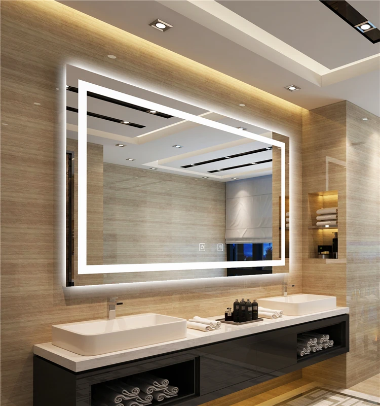 Hotel Smart waterproof heated led bathroom  mirror with light