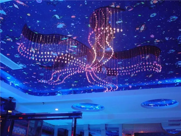 Made in China chandelier lighting decoration rgb restaurant fiber optic curtain chandelier