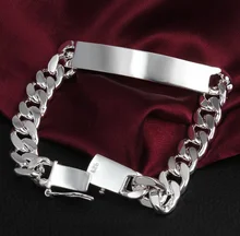 Wholesale Silver Plated Fashion Bracelet Bangle Jewelry Trendy Men 10mm Bracelets Best Gift Free shipping Pulseras