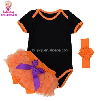 Kids Clothes Dropship Short Sleeve Newborn Cotton Black Body Orange