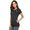 Women Short Sleeve Casual Soft Round Neck Button Tunic T-Shirt Tops Pocket Blouse