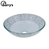 Foshan OEM sanitarty bathroom vanity top glass vessel sink bowl face wash basin