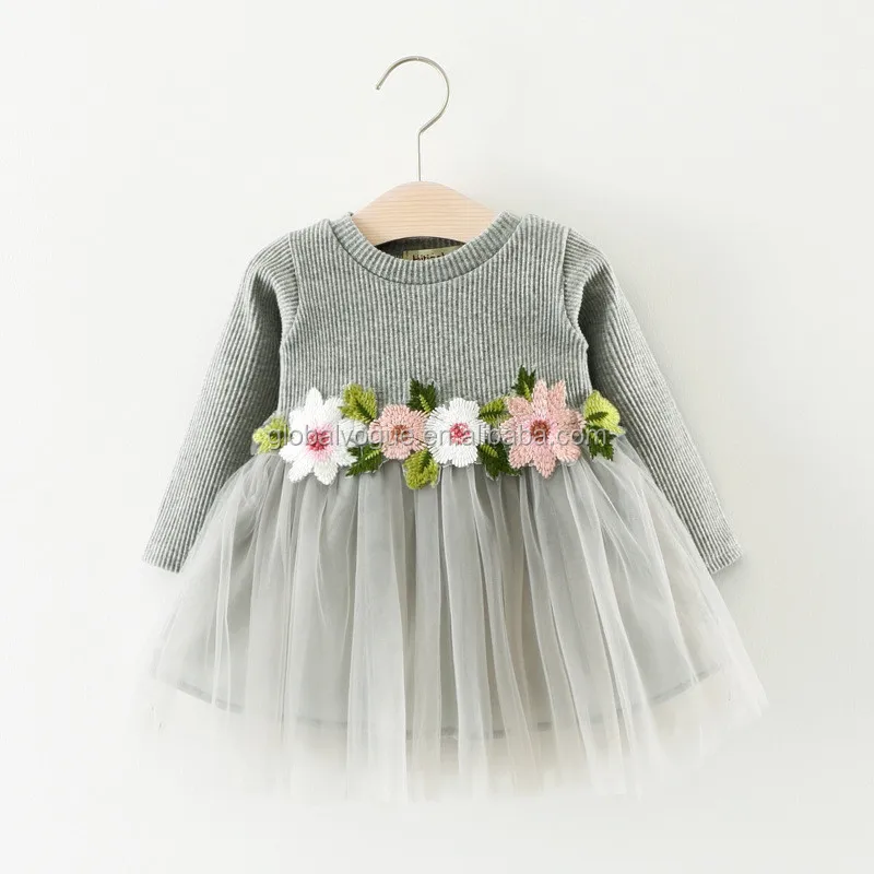 1 To 3 Years Old Children's Clothing Waist Flower Long-sleeved Princess ...