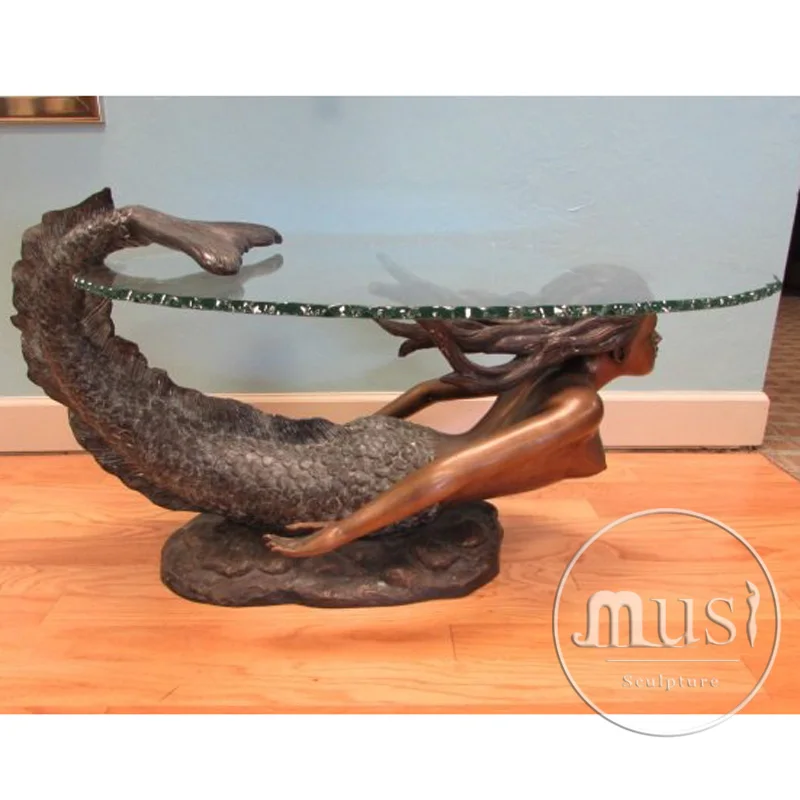 Home Decoration Life Size Bronze Mermaid Coffee Table Base Sculpture Buy Life Size Bronze