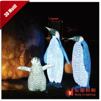 Waterproof Outdoor Christmas Decoration 3d Motif Led Light Penguin