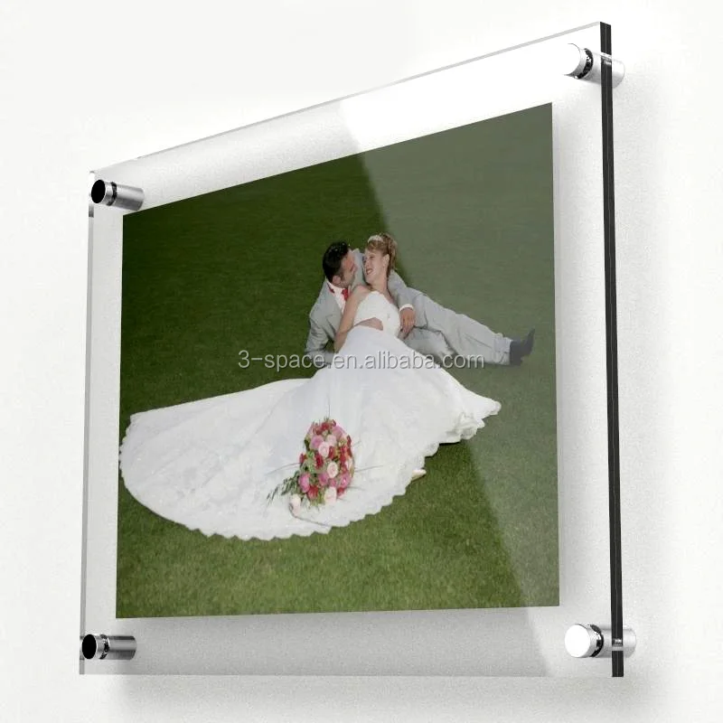 Clear Acrylic Wall Mount Floating Frameless 4x6 Picture Frame Different Available Size Buy