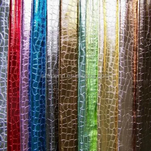 New Pattern Design Embossed Metallic Pu Synthetic Leather Fabric For