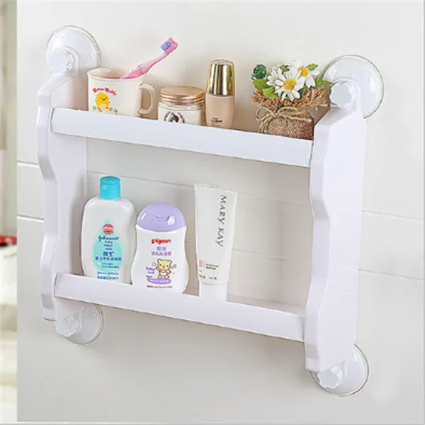 Home Sucker Kitchen Storage Shelf Bathroom Rack Shower Toothbrush Strong Plastic
