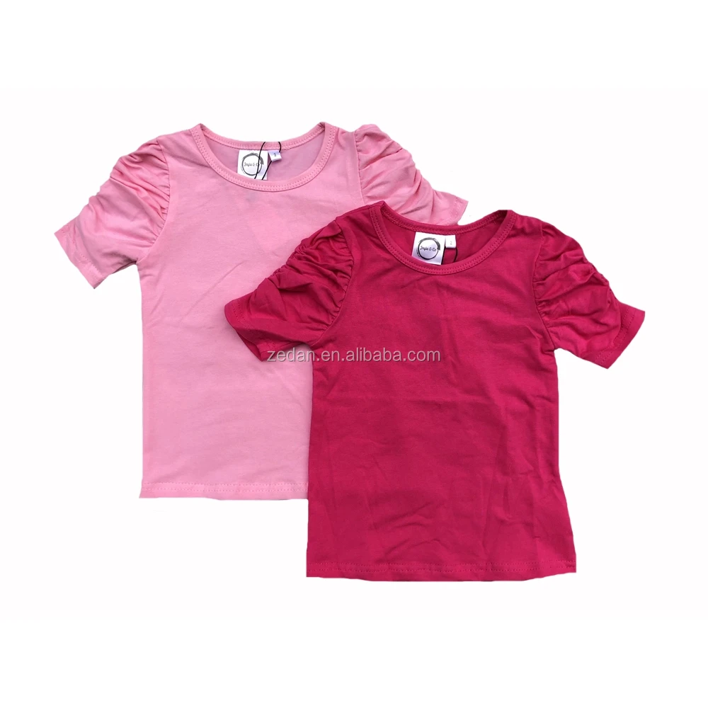 Blank Girl's Pink T-shirt Mockup Cotton Short Plain Child Ruffle Puff ...