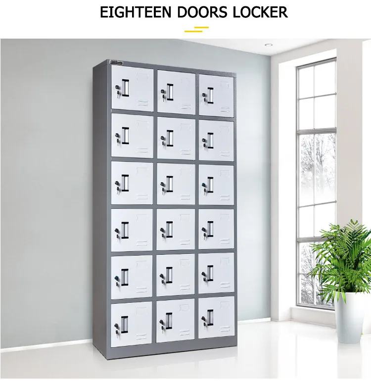 Steel furniture KD flat packed 18 door metal lockers for changing room hanging clothes