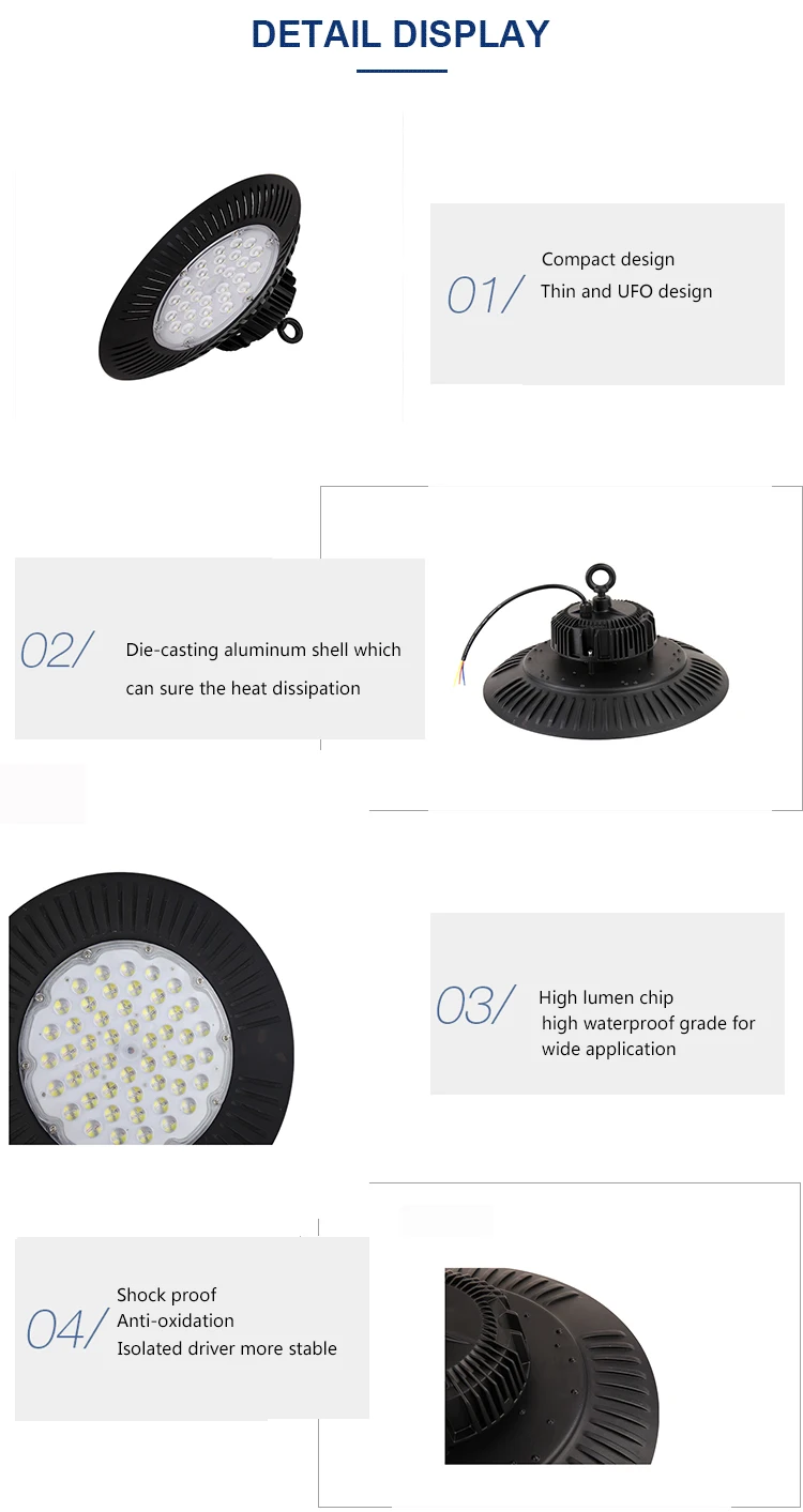 200w  industrial warehouse water proof  IP65 UFO led high bay light die cast aluminum led high bay light