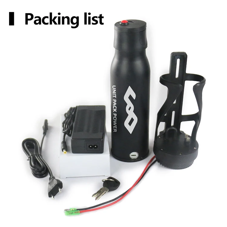 Newest Mini Bottle Battery 36v With Lock Holder And Usb Port 36v 7ah