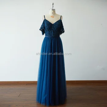 vestido de dama de honra azul marinho