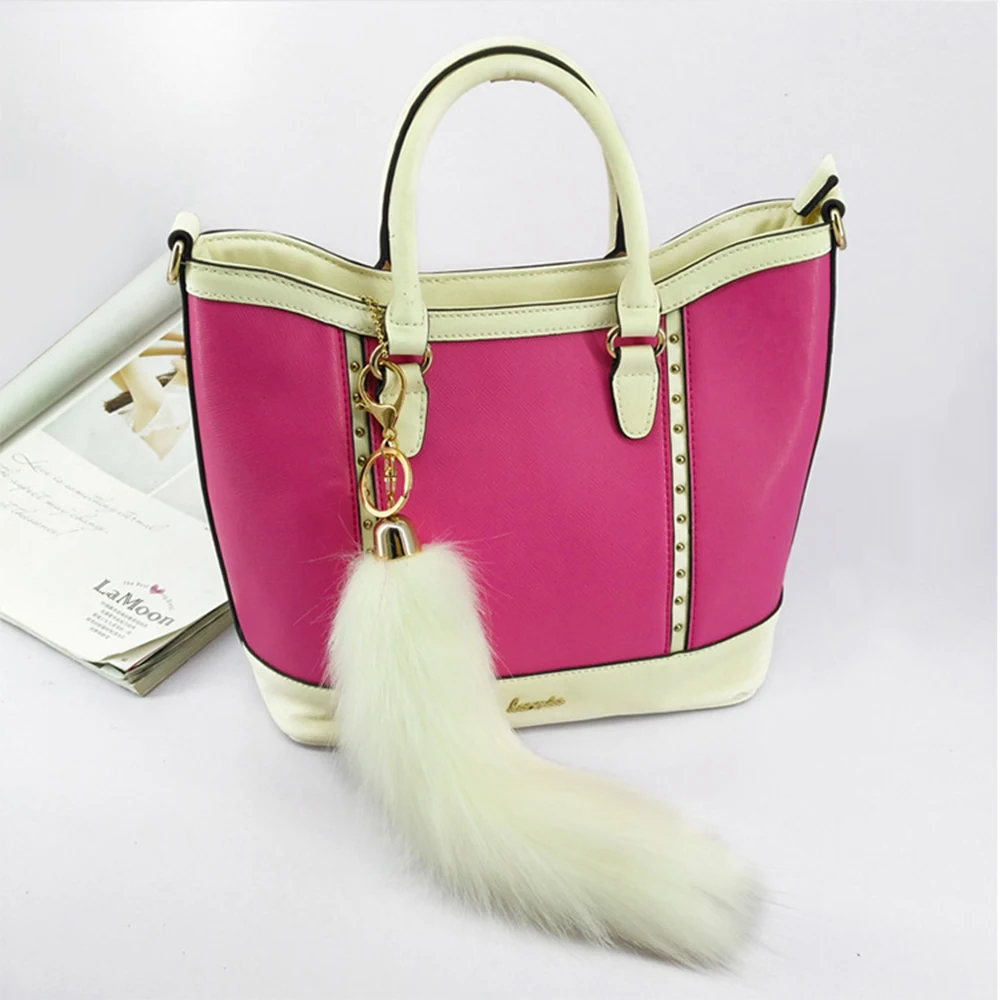 Yongze cheap fuzzy keychain fluffy fox tail pom pom faux fox fur tail keychain