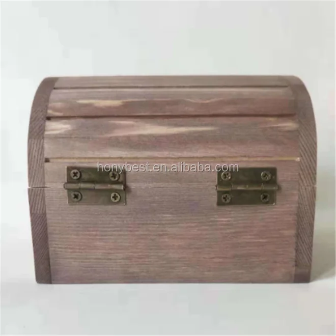 Nontoxic Stained Wood Storage Chest Box With Lock Treasure Box For