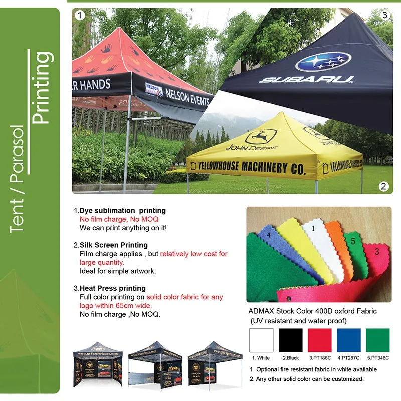 Canopy tent printing