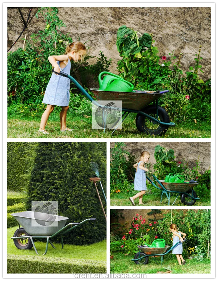 Pneumatic Wheel Type and Metal Tray Material heavy duty steel wheelbarrow