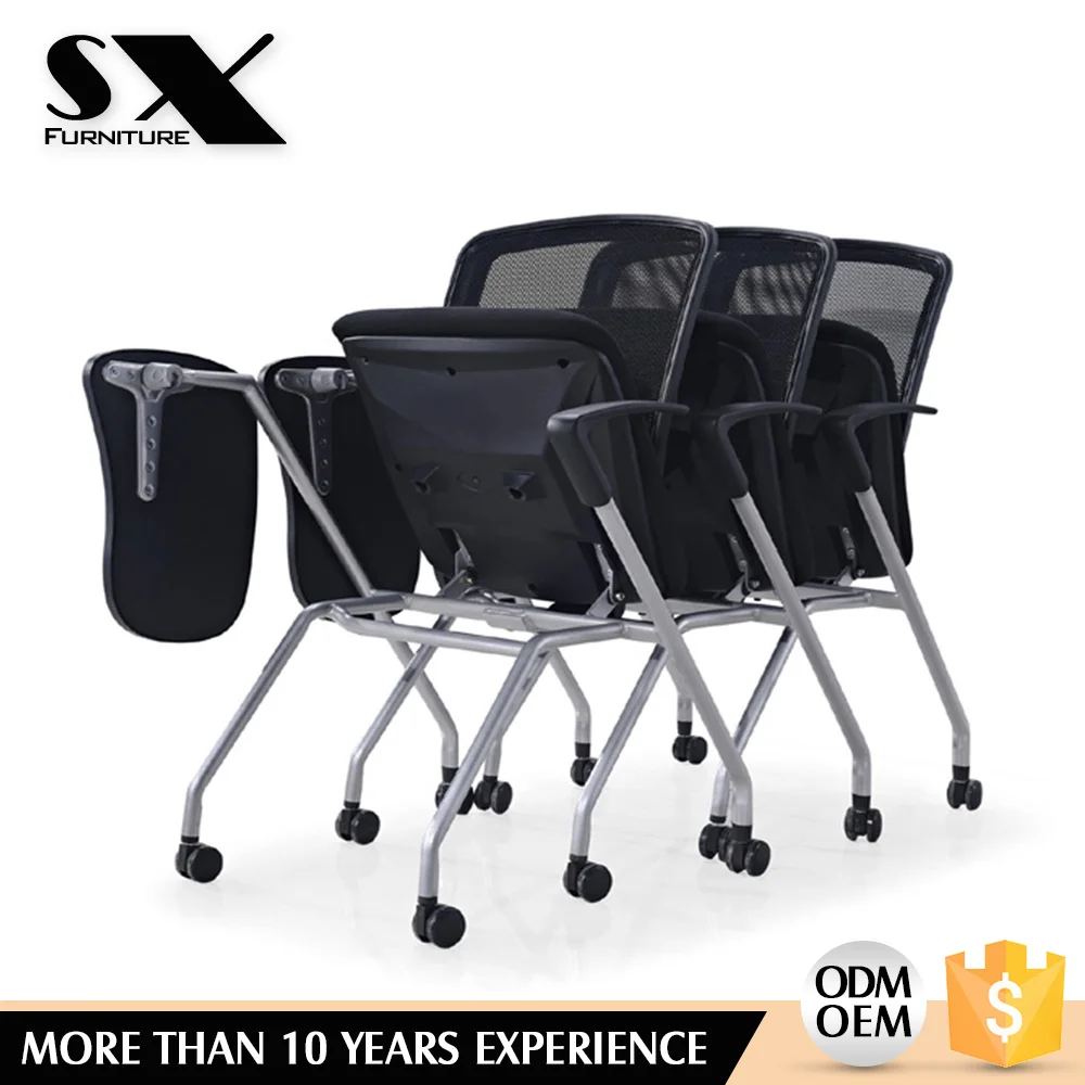 Chair With Table/meeting Room Mesh Folding Chair With Wheels/ Training