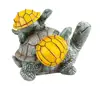 Polyresin Solar Powered 2 Baby Turtles on Mama Turtle Outdoor Accent Lighting LED Garden Light Decor